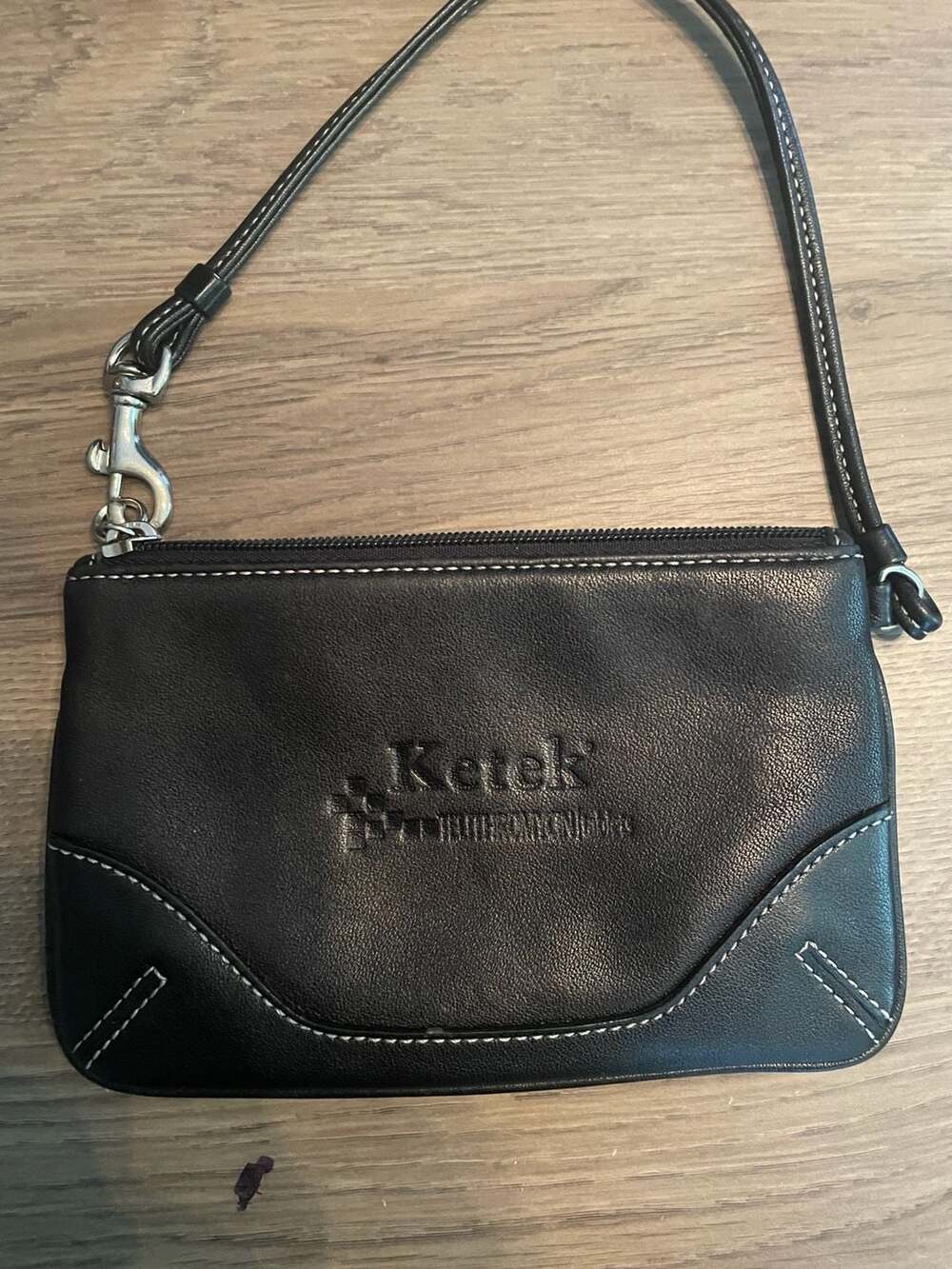 Vintage Coach Y2K Black Leather Wristlet with Ketek Pharmaceutical/Drug Rep Swag